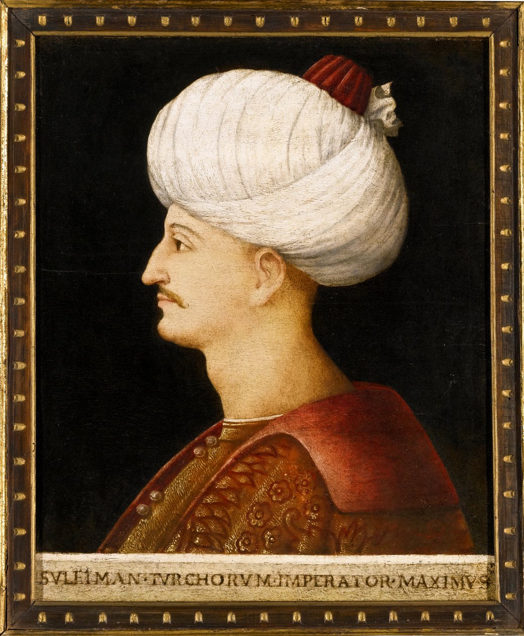 Portrait de Soliman (Suleyman) Ier le Magnifique (1494-1566), sultán Osman"" Peinture anonyme - Sultan Suleiman I. Velkolepý par Bellini, Gentile od Gentile (school of) Bellini
