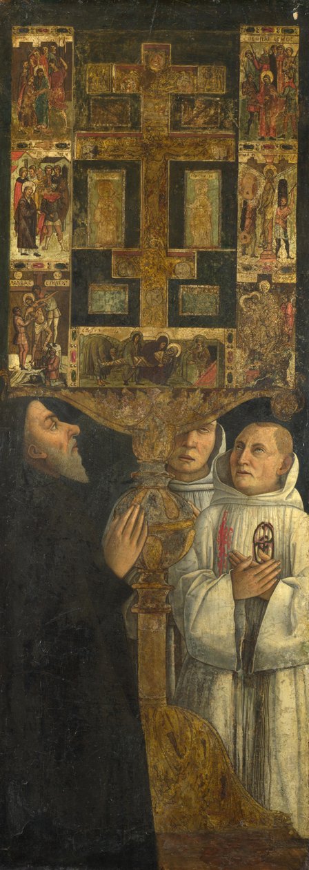 Kardinál Bessarion a dva členové Scuola della Carità v modlitbě s relikviářem Bessarion, c. 1473 od Gentile Bellini