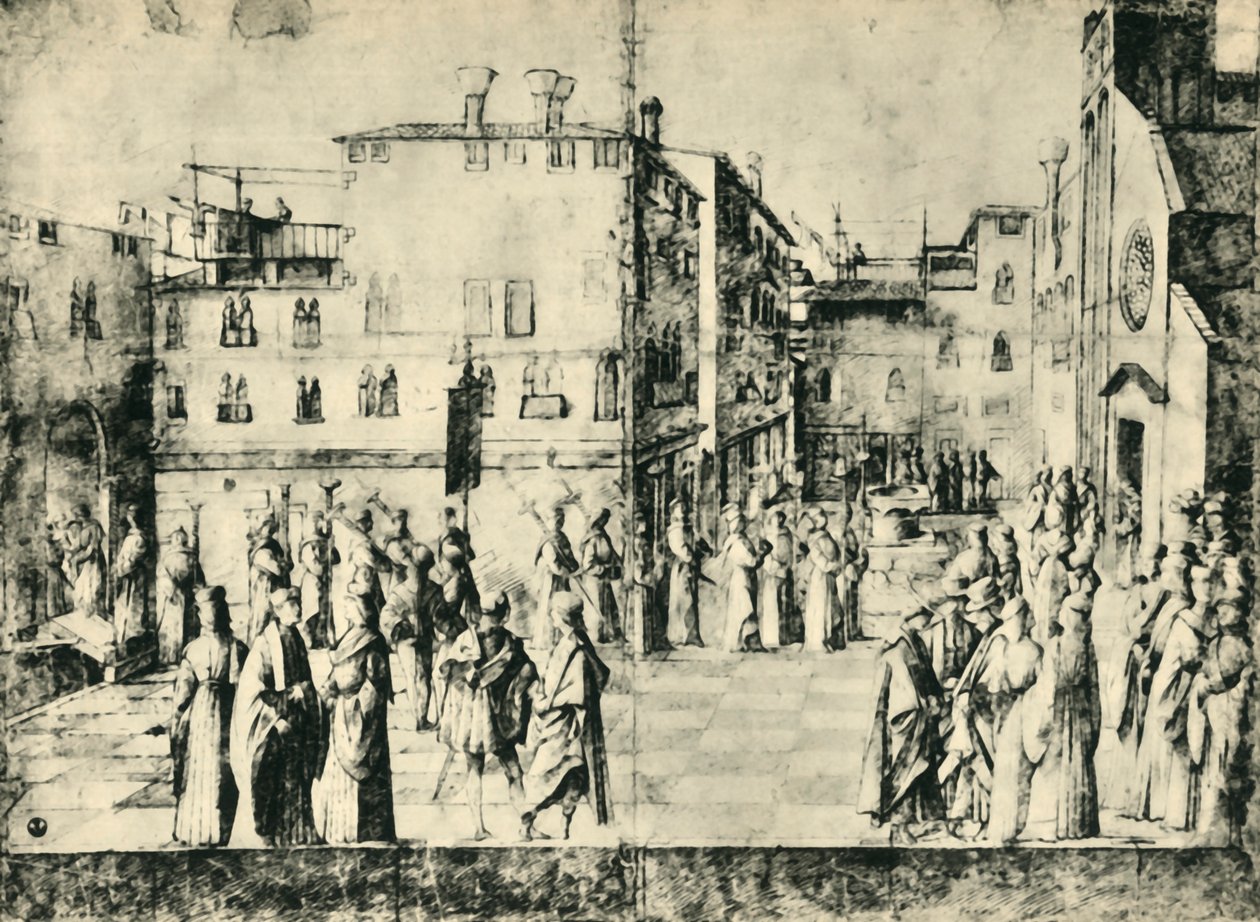 Procesí v Benátkách, polovina konce 15. století, 1943. od Gentile Bellini