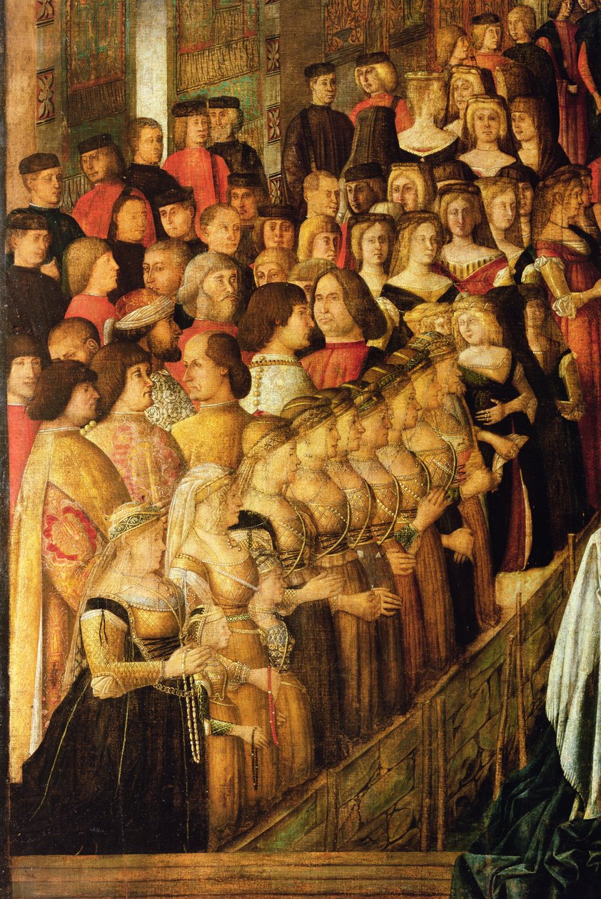 Zázrak kříže na mostě San Lorenzo, detail Caterina Cornaro 1454-1510 a její dámy, 1500 detail olej na plátně z 58302 od Gentile Bellini
