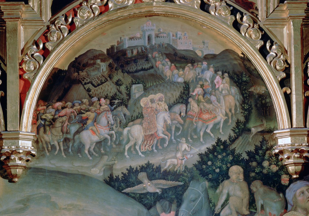 Klanění tří králů Strozziho oltářní obraz, detail, 1423 od Gentile da Fabriano