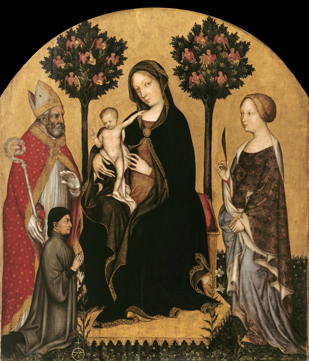 Maria s dítětem na trůně, svatí a dárce od Gentile da Fabriano