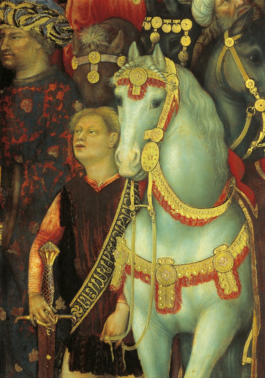 Klanění tří králů, detail koní od Gentile da Fabriano