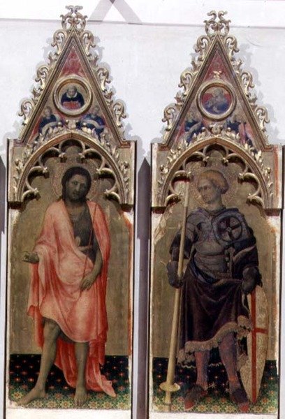 Dva světci z polyptychu Quaratesi: sv. Jan Křtitel a sv. Jiří 1425 (tempera na panelu) (detail 53943, viz také 85684) od Gentile da Fabriano