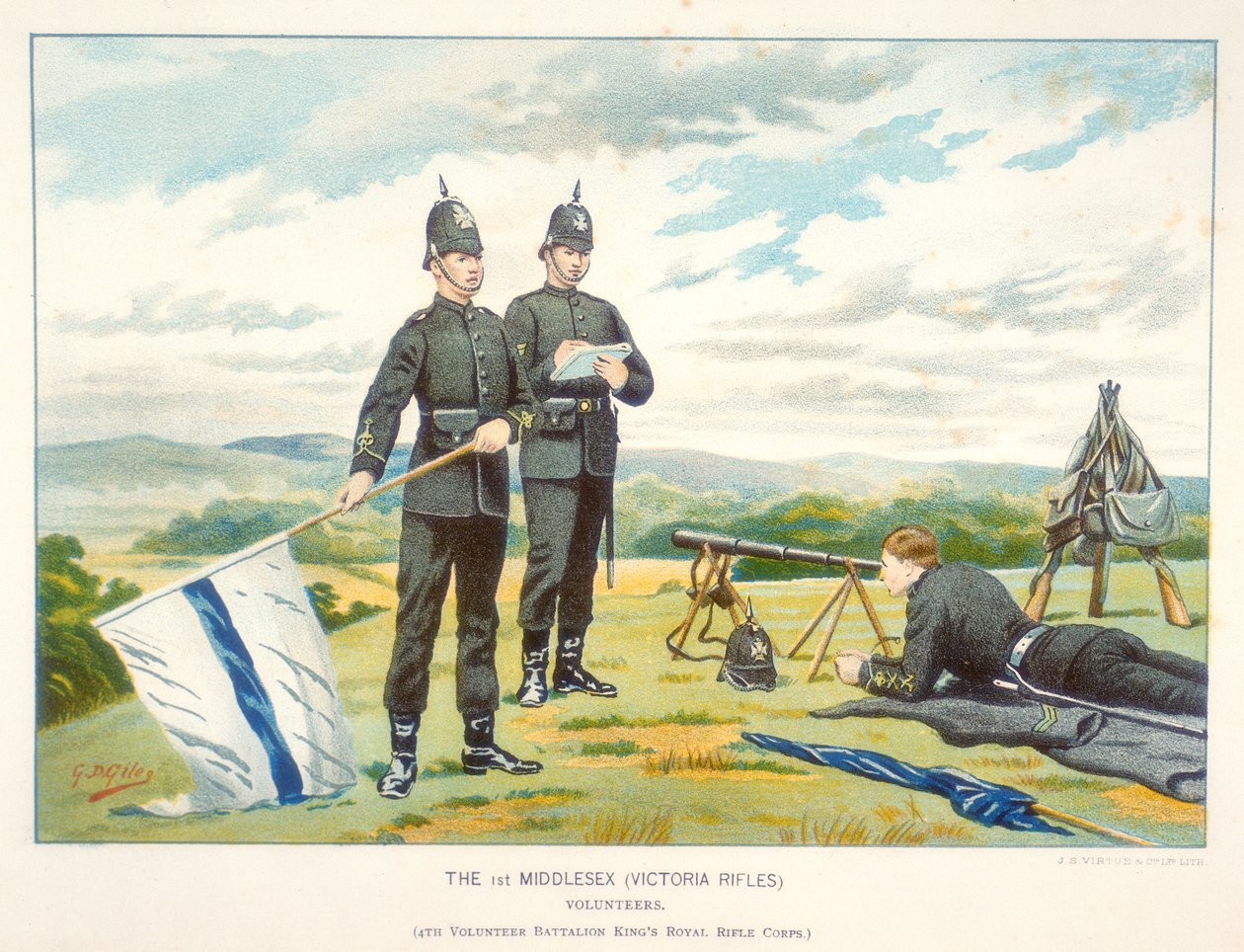Odeslání semaforového signálu pomocí vlajek, c1880 od Geoffrey Douglas Giles