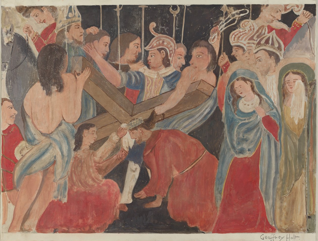 Křížová cesta č. 6: Veronica poskytuje službu Ježíši, c. 1936. od Geoffrey Holt