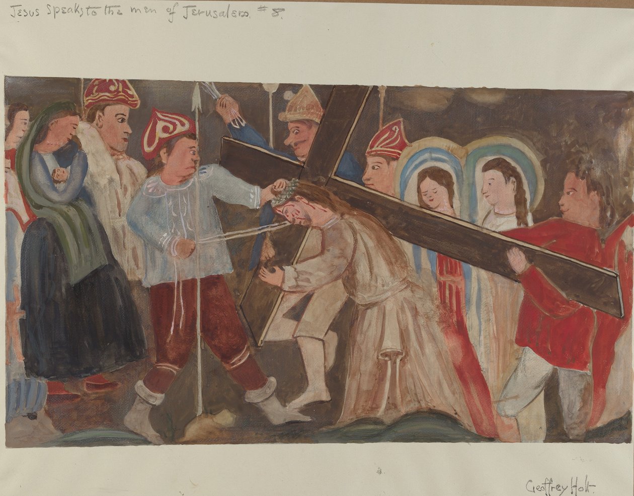 Křížová cesta č. 8: Ježíš mluví k jeruzalémským ženám, c. 1936. od Geoffrey Holt