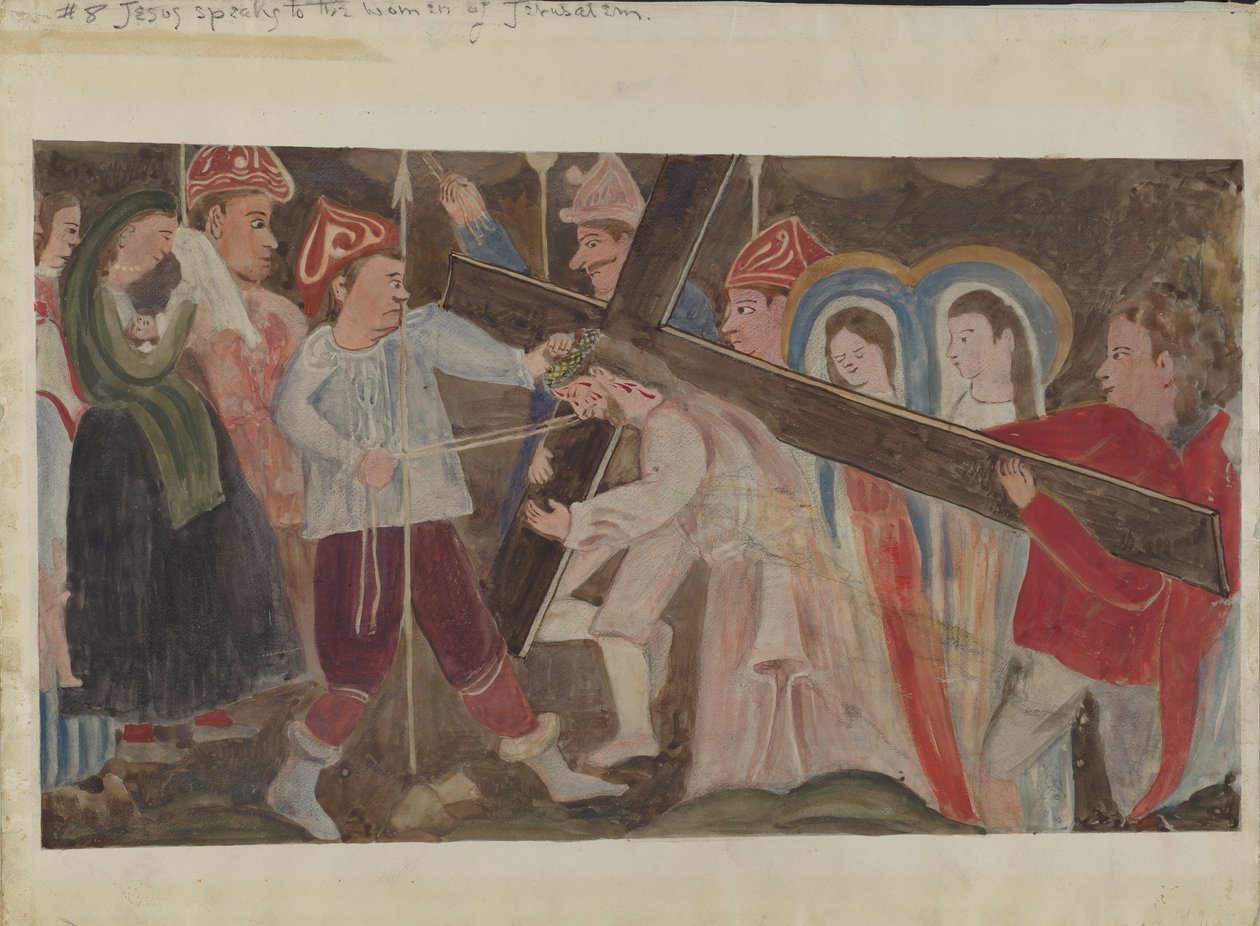 Křížová cesta č. 8: Ježíš mluví k jeruzalémským ženám, c. 1936. od Geoffrey Holt
