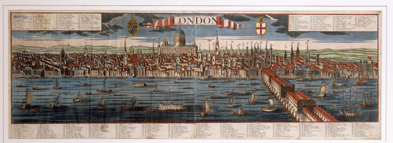 London (ručně kolorovaná rytina) od Georg Balthasar Probst
