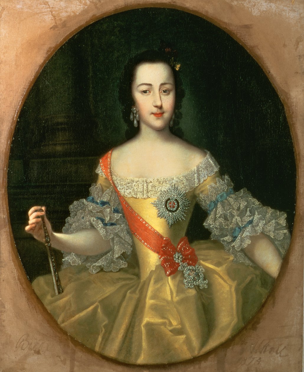 Portrét velkokněžny Jekatěriny Alexejevny, pozdější Kateřiny II., asi 1745 od Georg Christoph Grooth