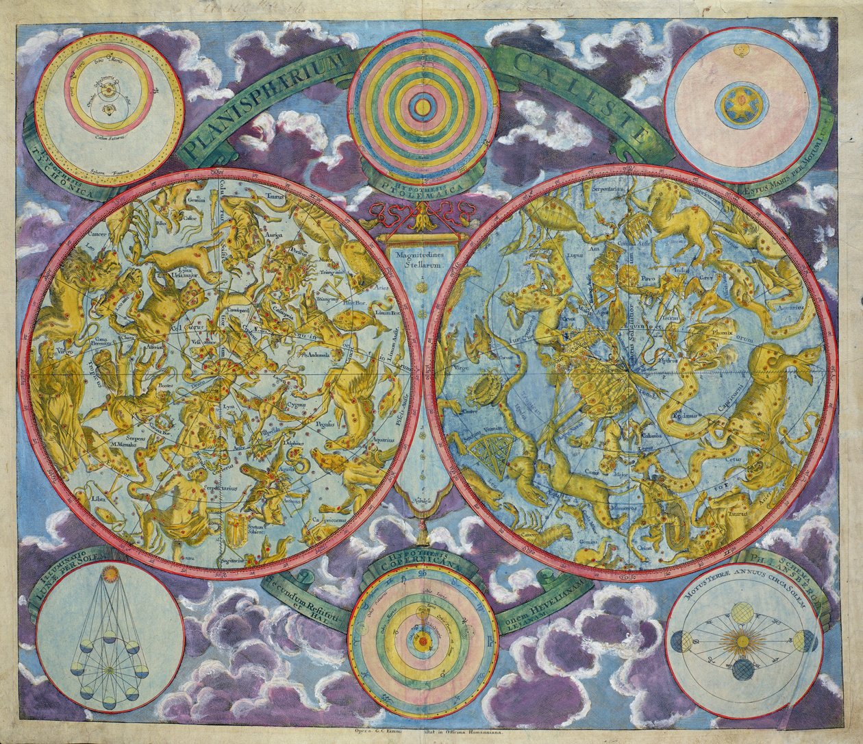 Nebeská mapa planet od Georg Christoph II Eimmart
