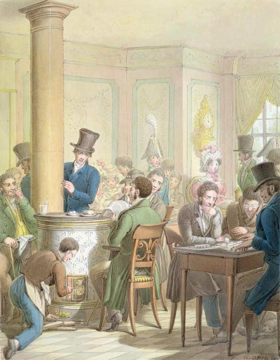 The Cafe de Commerce, z ‚Tableau de Paris‘ od Georg Emanuel Opitz