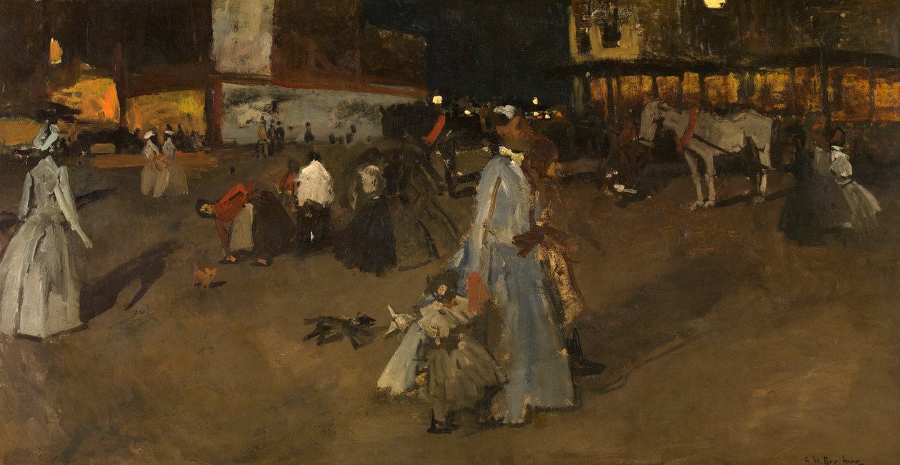 Večer na amsterdamské přehradě (olej na plátně) od Georg Hendrik Breitner