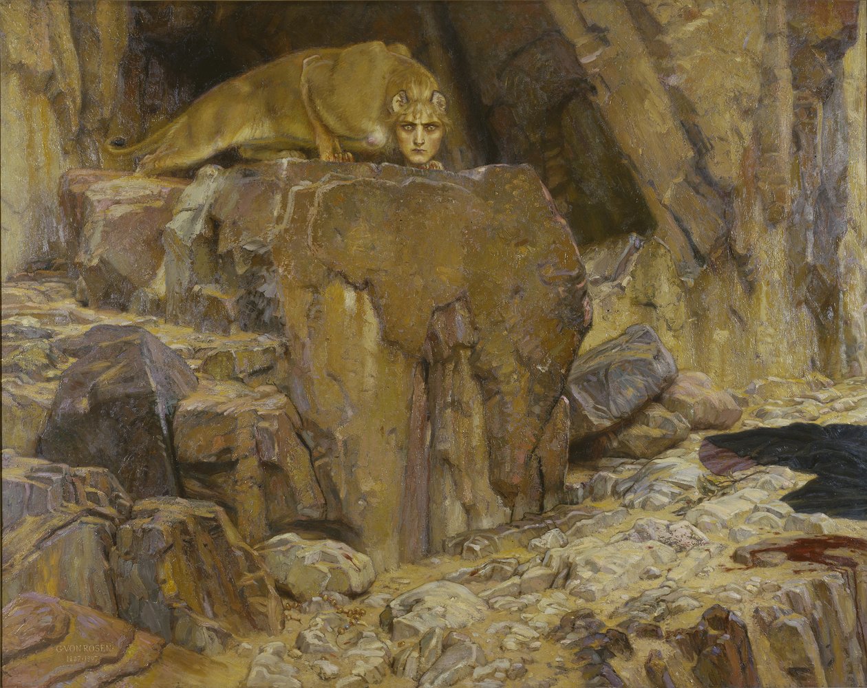 Le sphinx - Sfinga, Rosen, Georg von (1843-1923). Olej na plátně od Georg  Rosen