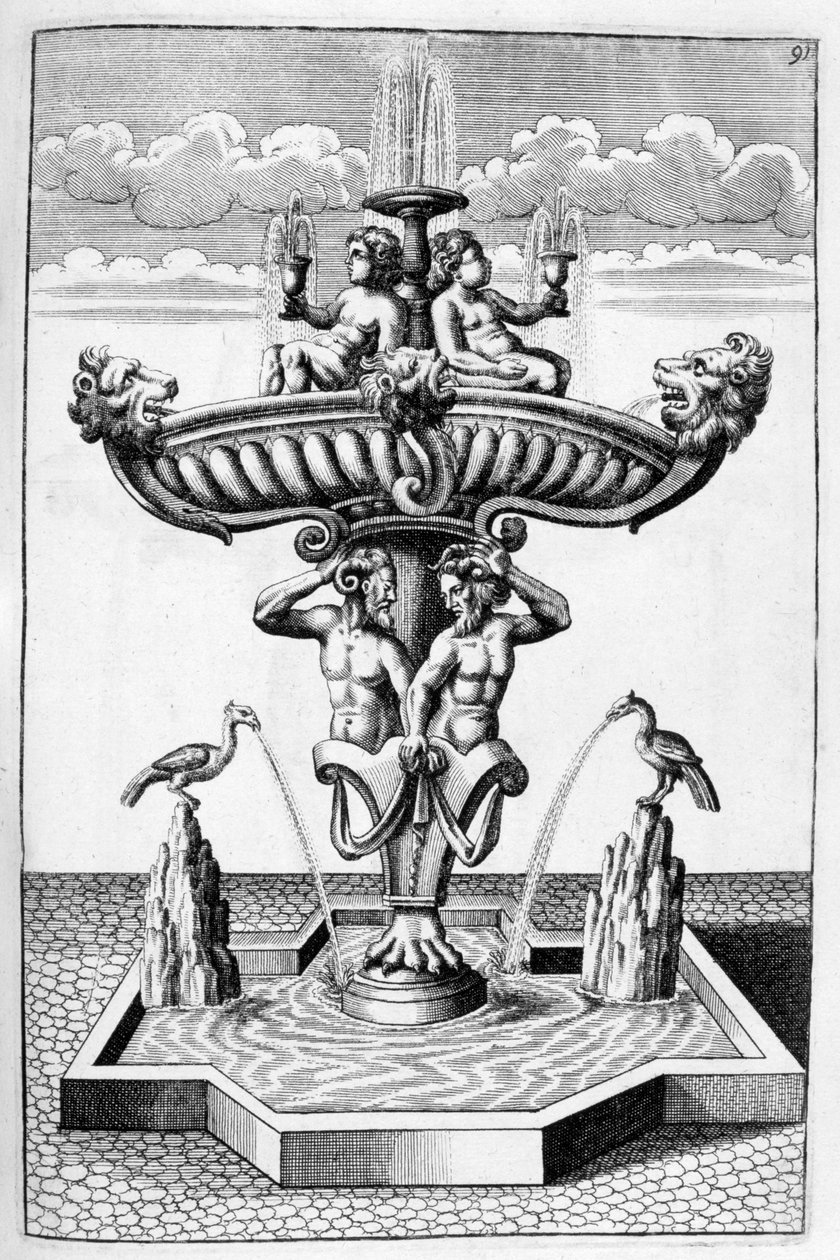 Ozdobný design fontány, 1664 od Georg Andreas Bockler