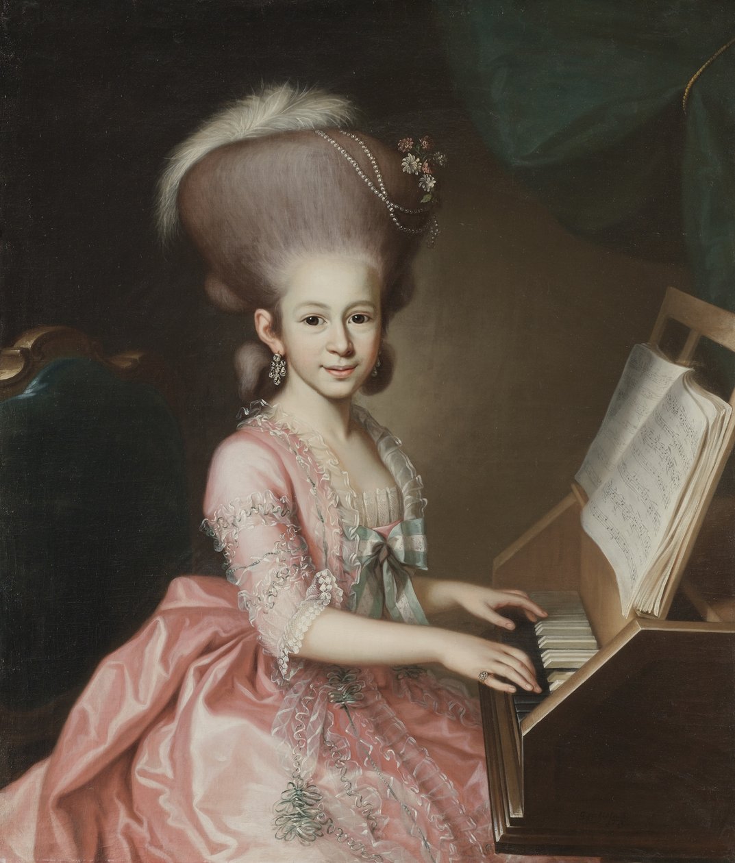 Portrét mladé dámy u klavichordu, 1779 od Georg Anton Abraham Urlaub