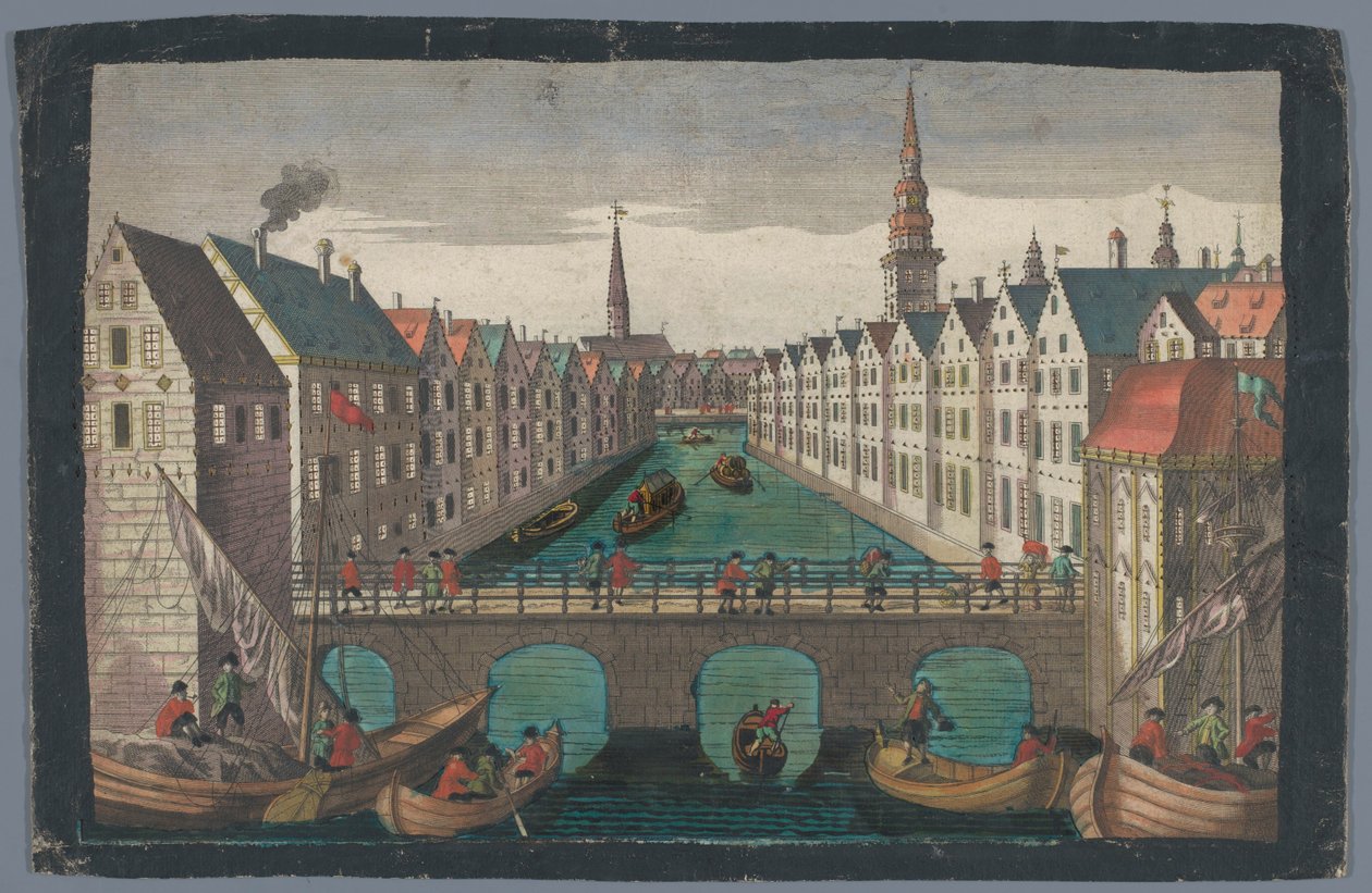 Pohled na Nikolaifleet naproti Sankt Nikolaikirche v Hamburku Vyhlídka proti St. Nicolai Kirche zu Hamburg od Georg Balthasar Probst (possibly)