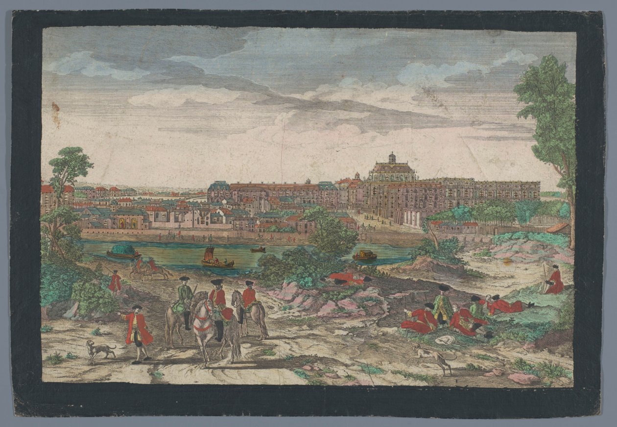 Pohled na město v paláci ve Versailles Tvář paláce a části města Versailles (název na objektu) od Georg Balthasar Probst (possibly)