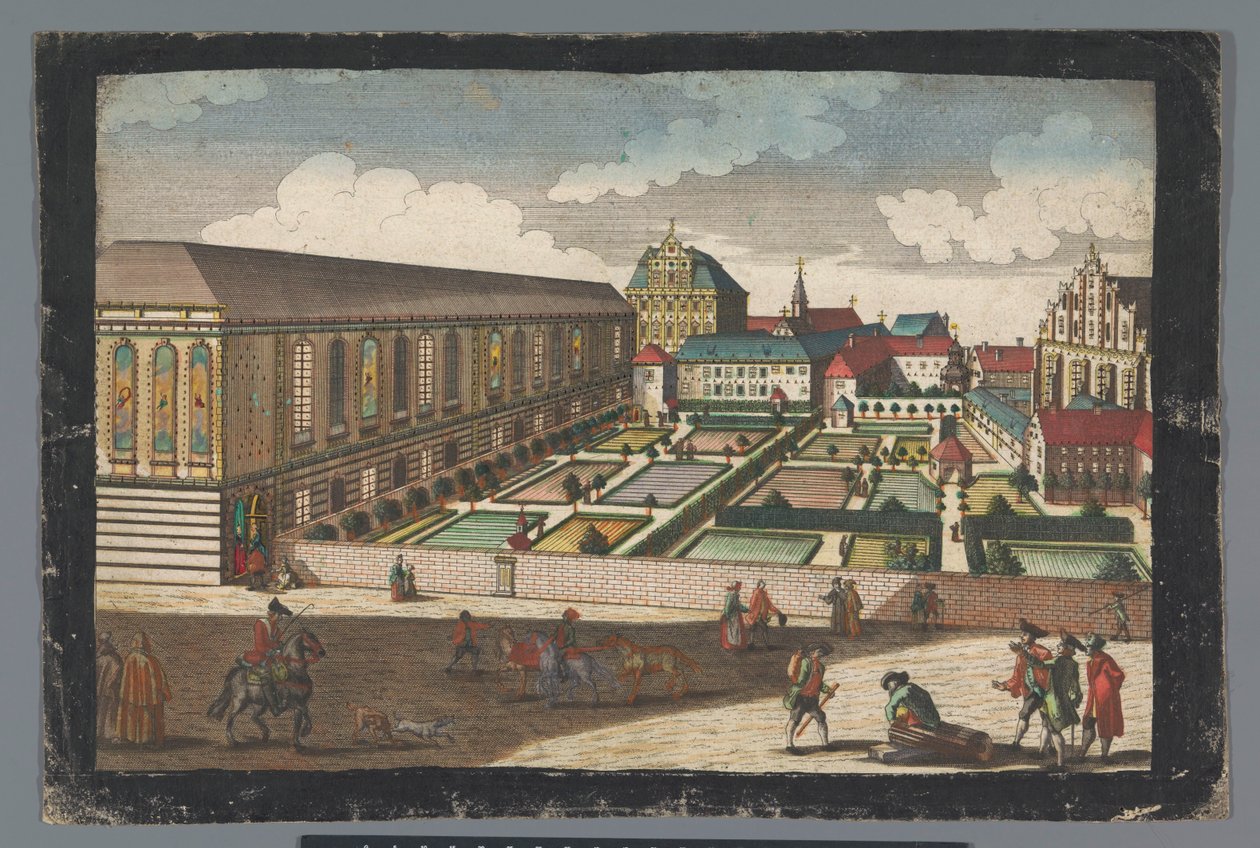 Pohled na královský palác a klášter menších bratří kapucínů ve Wroclawi Das Könige Palatium, samt dem Capuciner und Minoritten Closter zu Breslau (název na objektu) od Georg Balthasar Probst (possibly)