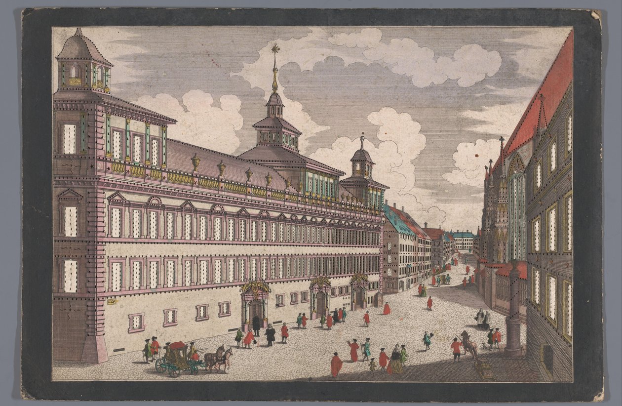 Pohled na radnici v Norimberku Das Rathhauß zu Nürnberg gegen dem Marckt od Georg Balthasar Probst (possibly)