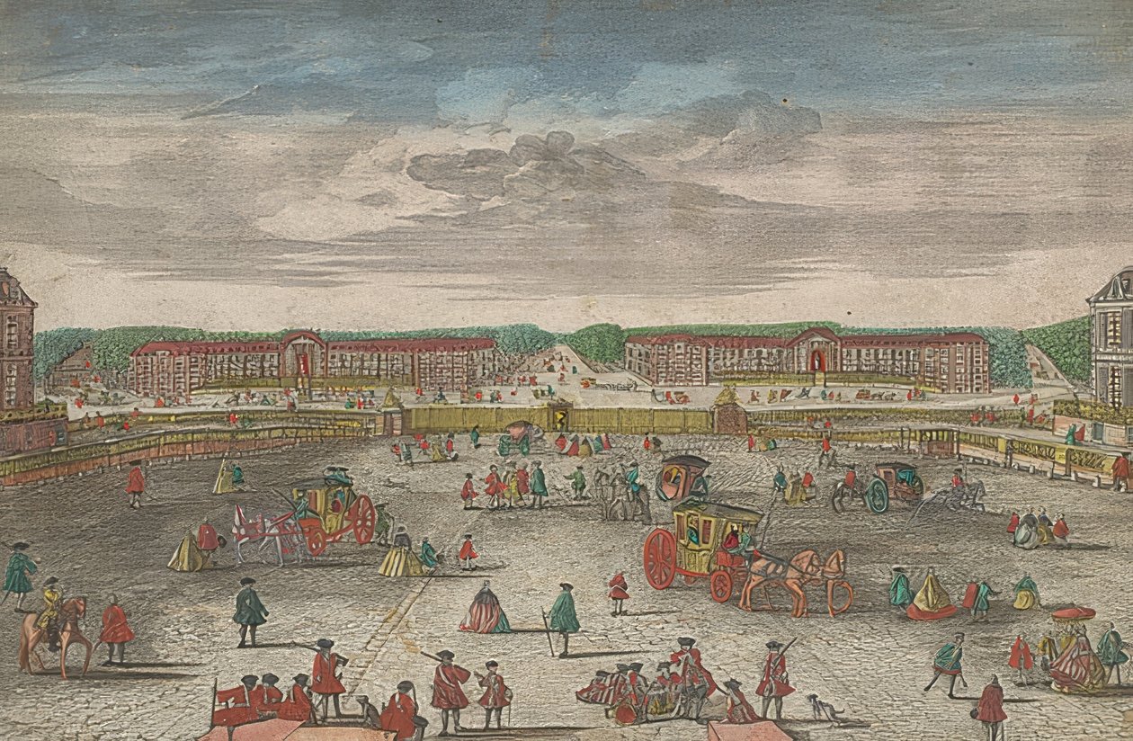 Pohled na stáje paláce ve Versailles od Georg Balthasar Probst