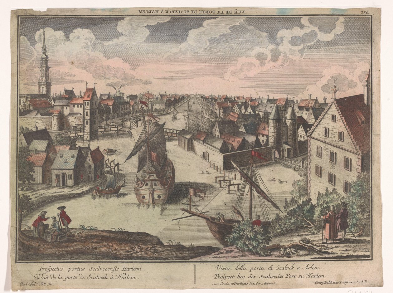 Pohled na bránu Schalkwijker v Haarlemu Prospect bey der Scalwecker Port zu Harlem (název na objektu) Haarlem (název série) od Georg Balthasar Probst