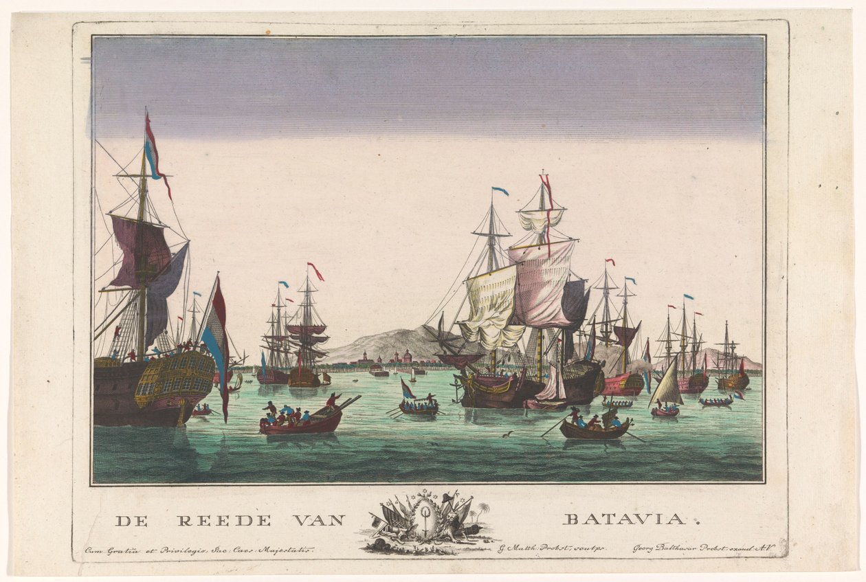 Pohled na přístav v Batavia Roadstead of Batavia (název na objektu) Pohledy na přístav (název seriálu) od Georg Balthasar Probst