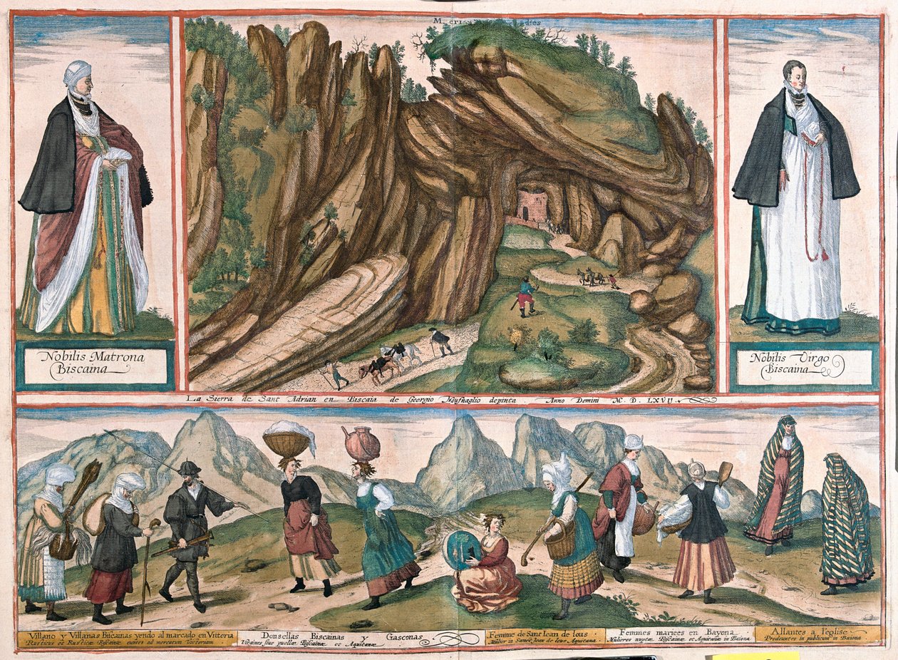 Adrianova Sierra of Biscaia, Gascona, Španělsko - v "Civitates Orbis Terrarum" od Georga Brauna, Kolín nad Rýnem 1617 od Georg Braun