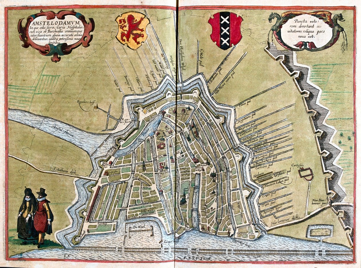 Amsterdam, Nizozemsko - v knize "Civitates Orbis Terrarum" od Georga Brauna, Kolín nad Rýnem 1617 od Georg Braun