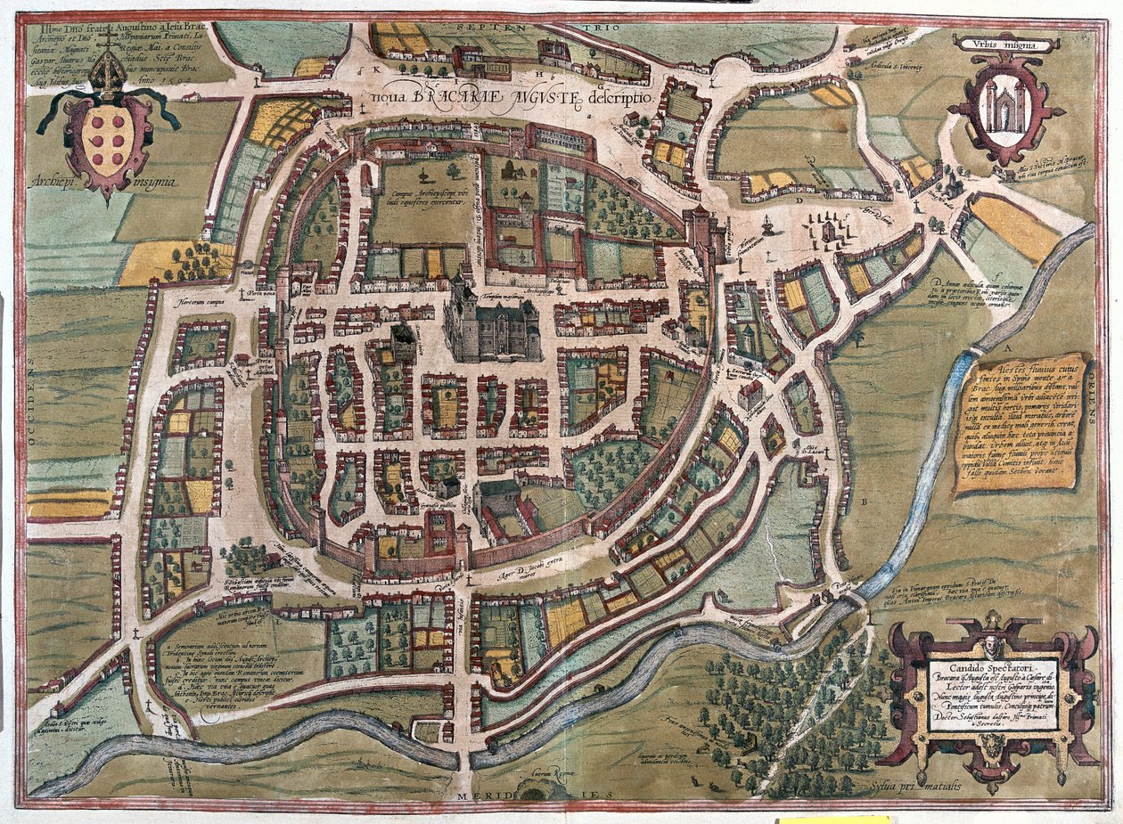 Braga, Portugalsko - v publikaci "Civitates Orbis Terrarum" od Georga Brauna, Kolín nad Rýnem 1617 od Georg Braun