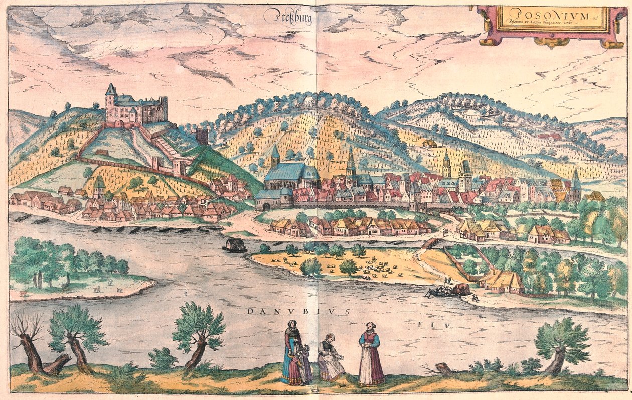 Bratislava, Slovensko - v "Civitates Orbis Terrarum" Georga Brauna, Kolín nad Rýnem 1617 od Georg Braun