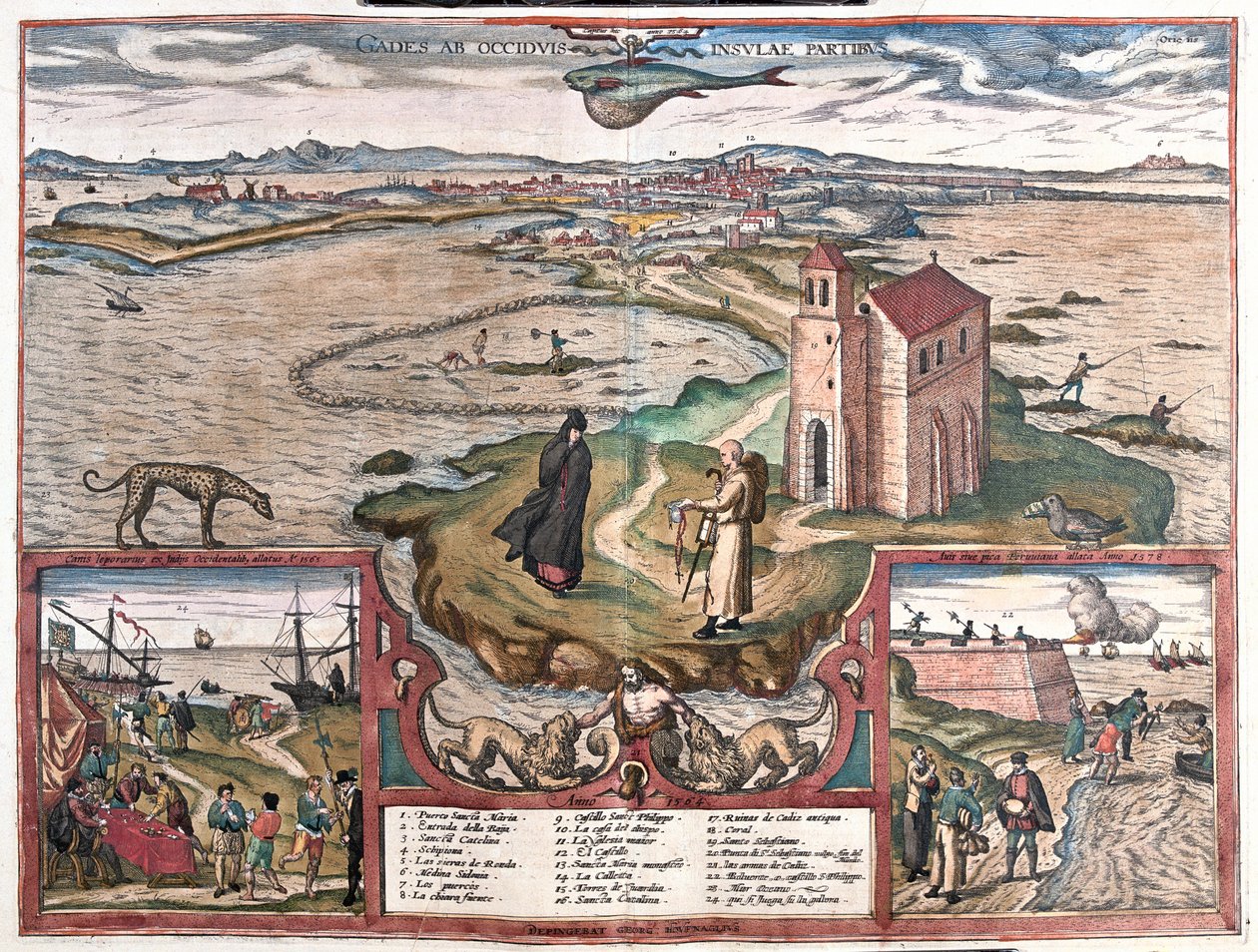 Cadice, Španělsko - v "Civitates Orbis Terrarum" od Georga Brauna, Kolín nad Rýnem 1617 od Georg Braun