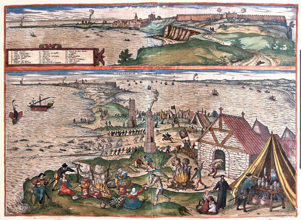 Cadice, Španělsko - v "Civitates Orbis Terrarum" od Georga Brauna, Kolín nad Rýnem 1617 od Georg Braun