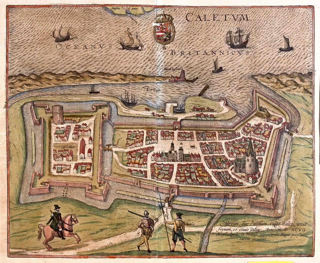Calais, Francie - v knize "Civitates Orbis Terrarum" od Georga Brauna, Kolín nad Rýnem 1617 od Georg Braun