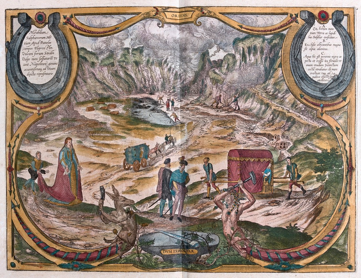 Campi Flegrei - Solfatara di Napoli, Itálie v "Civitates Orbis Terrarum" od Georga Brauna, Kolín nad Rýnem 1617 od Georg Braun