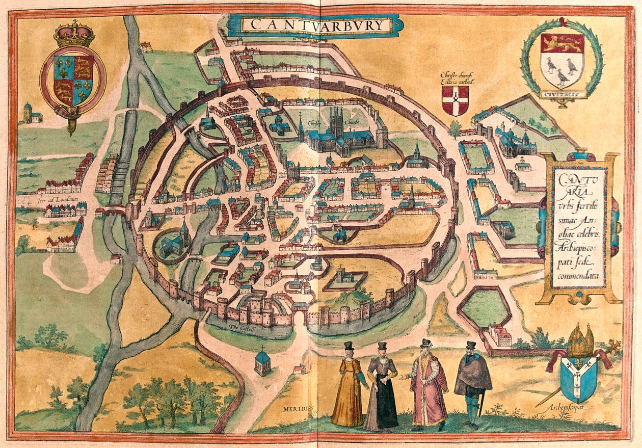 Canterbury, Anglie - v "Civitates Orbis Terrarum" od Georga Brauna, Kolín nad Rýnem 1617 od Georg Braun
