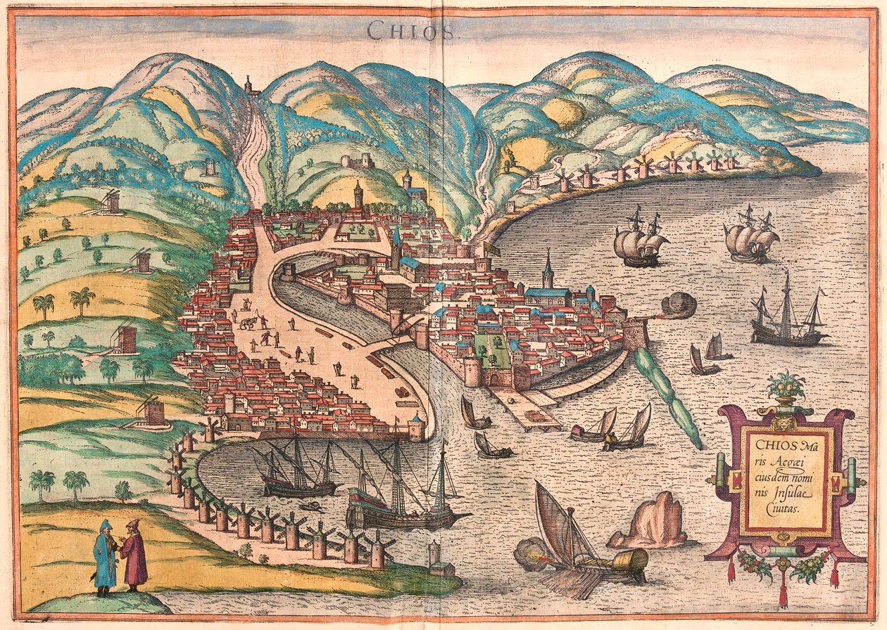 Chios, Řecko - v knize "Civitates Orbis Terrarum" od Georga Brauna, Kolín nad Rýnem 1617 od Georg Braun