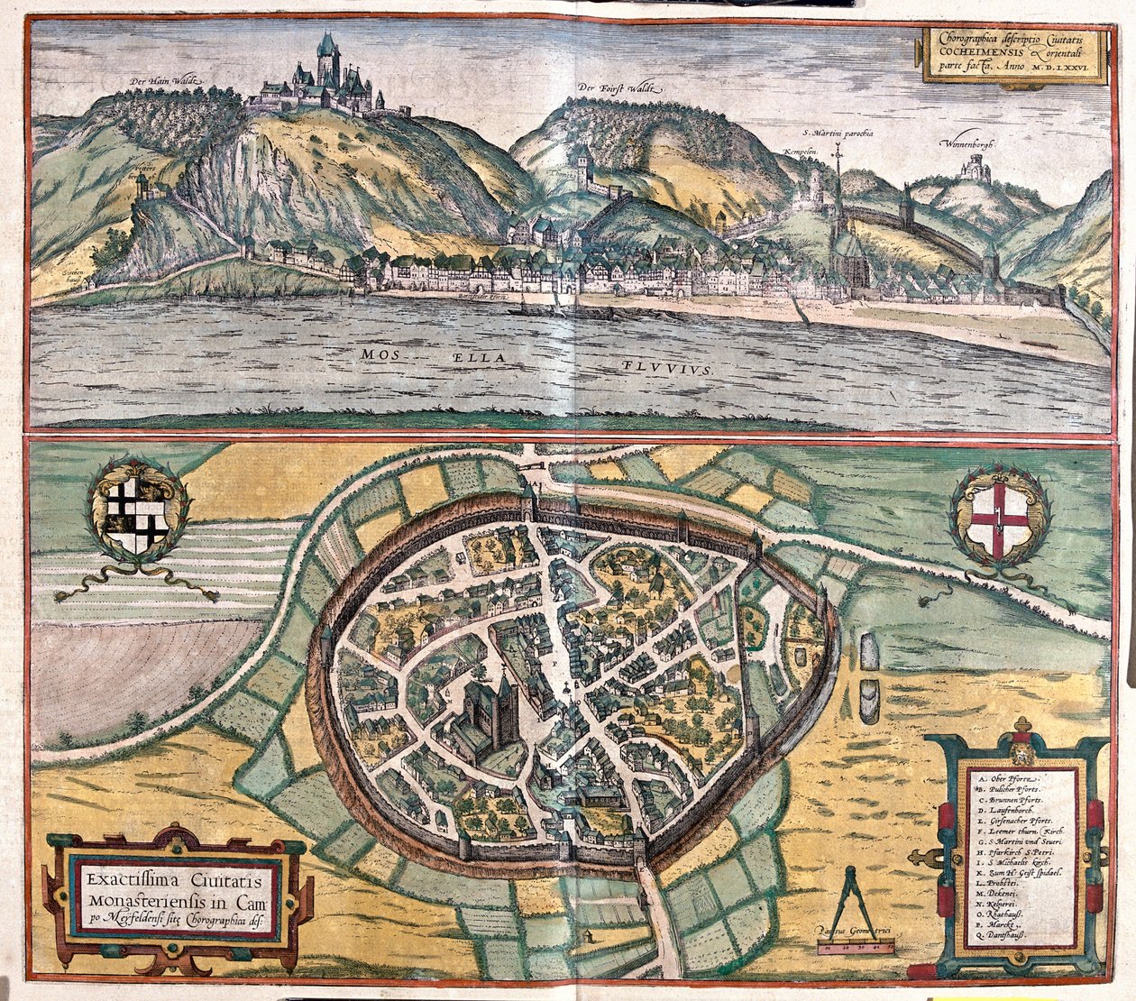 Cochem, Německo - v "Civitates Orbis Terrarum" od Georga Brauna, Kolín nad Rýnem 1617 od Georg Braun