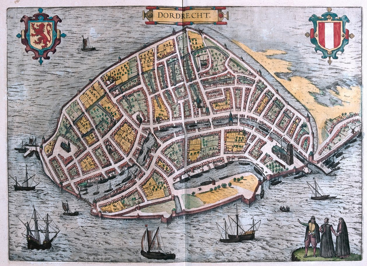 Dordrecht, Nizozemsko - v knize "Civitates Orbis Terrarum" od Georga Brauna, Kolín nad Rýnem 1617 od Georg Braun