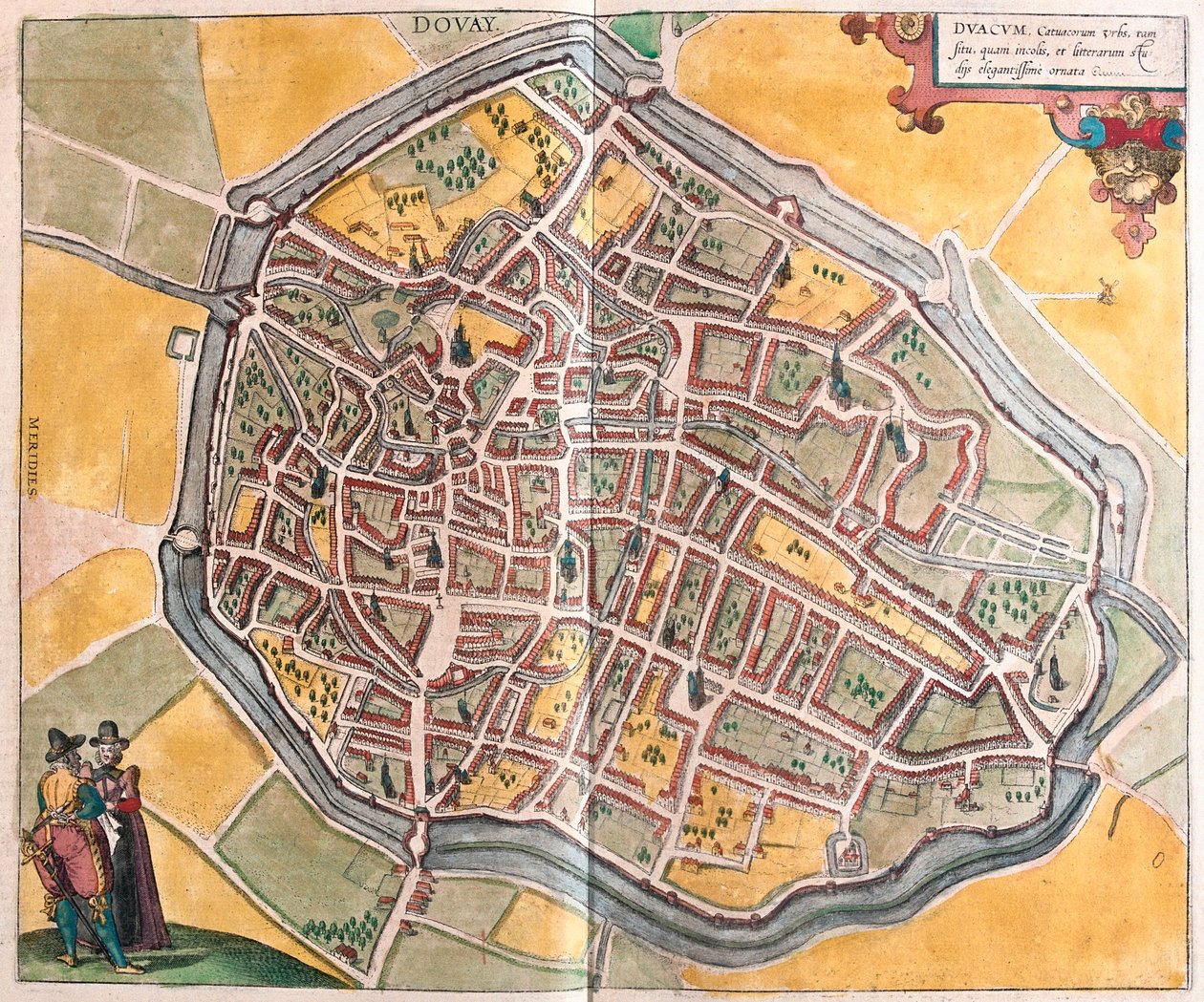 Dovai,Francie, v "Civitates Orbis Terrarum" Georga Brauna, Kolín nad Rýnem 1617 od Georg Braun