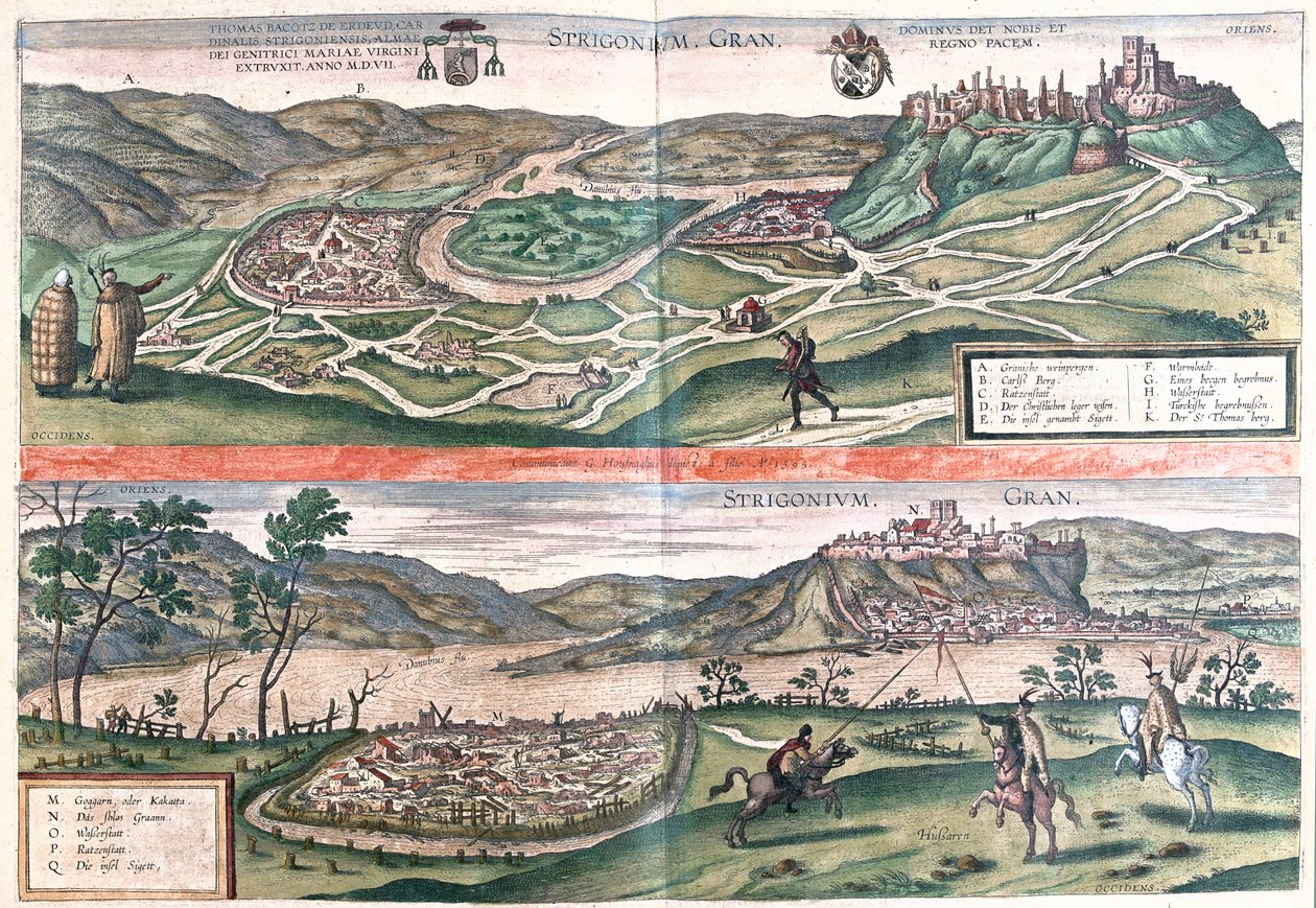 Esztergom, Maďarsko - v "Civitates Orbis Terrarum" od Georga Brauna, Kolín nad Rýnem 1617 od Georg Braun