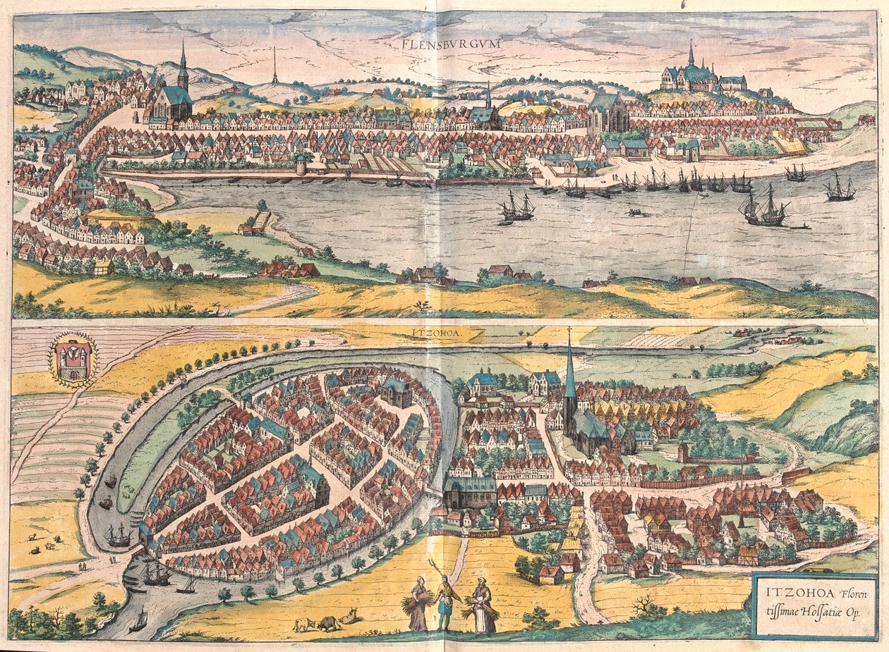 Flensburg - Itzehoe, Německo - v "Civitates Orbis Terrarum" od Georga Brauna, Kolín nad Rýnem 1617 od Georg Braun