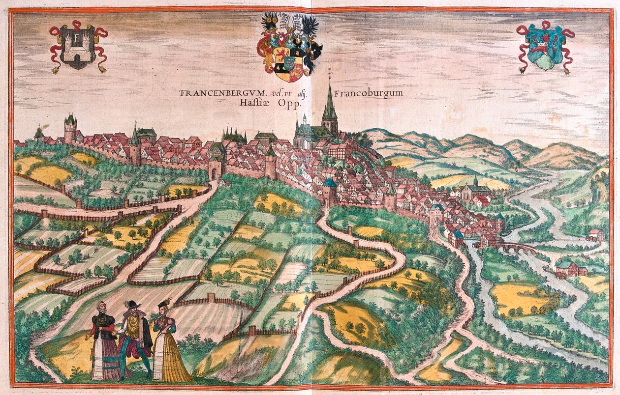 Frankenberg, Nizozemsko - v knize "Civitates Orbis Terrarum" od Georga Brauna, Kolín nad Rýnem 1617 od Georg Braun