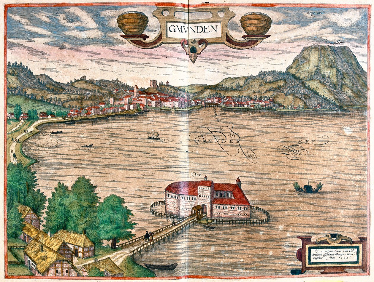Gmunden, Rakousko - v "Civitates Orbis Terrarum" od Georga Brauna, Kolín nad Rýnem 1617 od Georg Braun