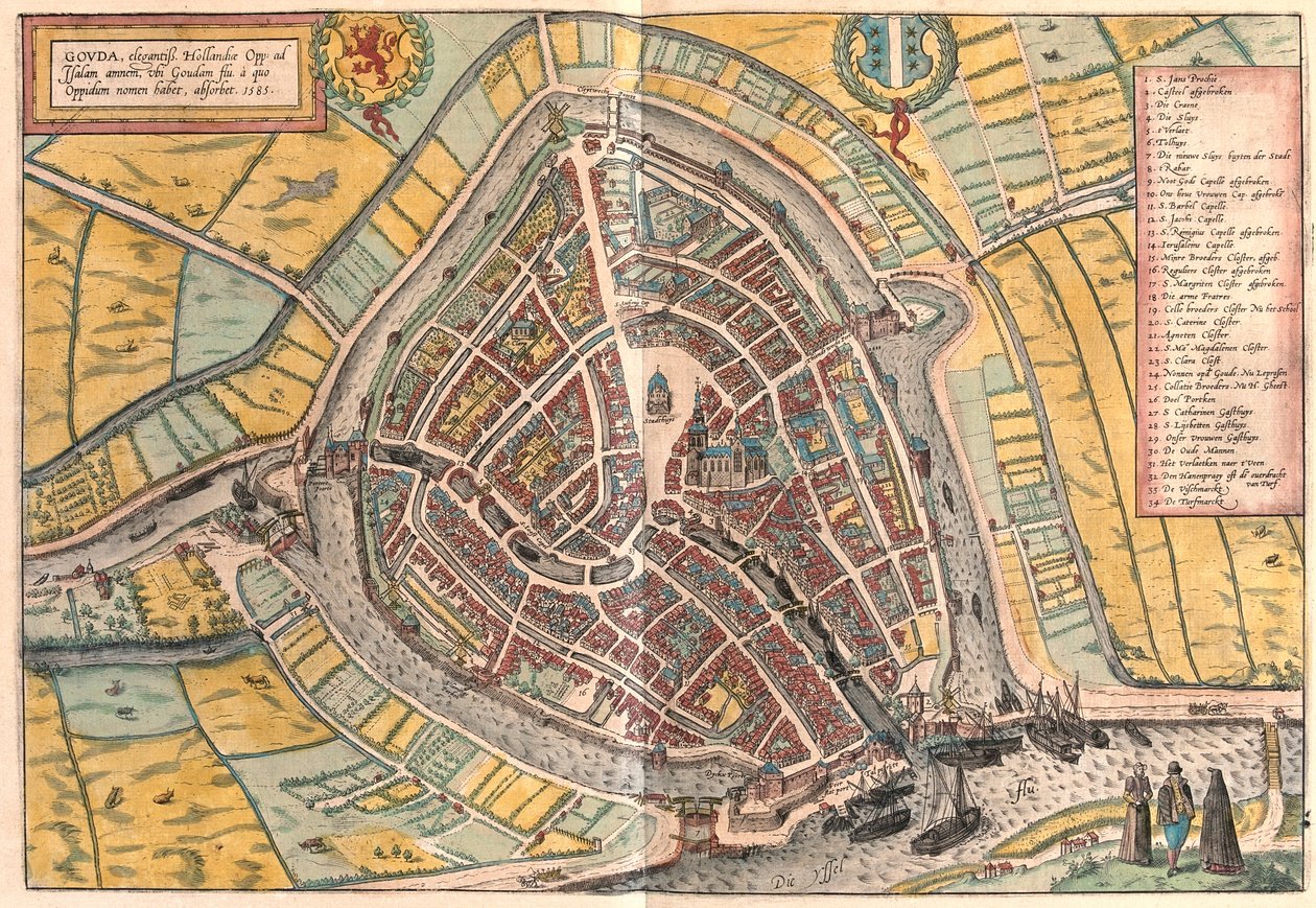 Goude, Nizozemsko - v "Civitates Orbis Terrarum" od Georga Brauna, Kolín nad Rýnem 1617 od Georg Braun