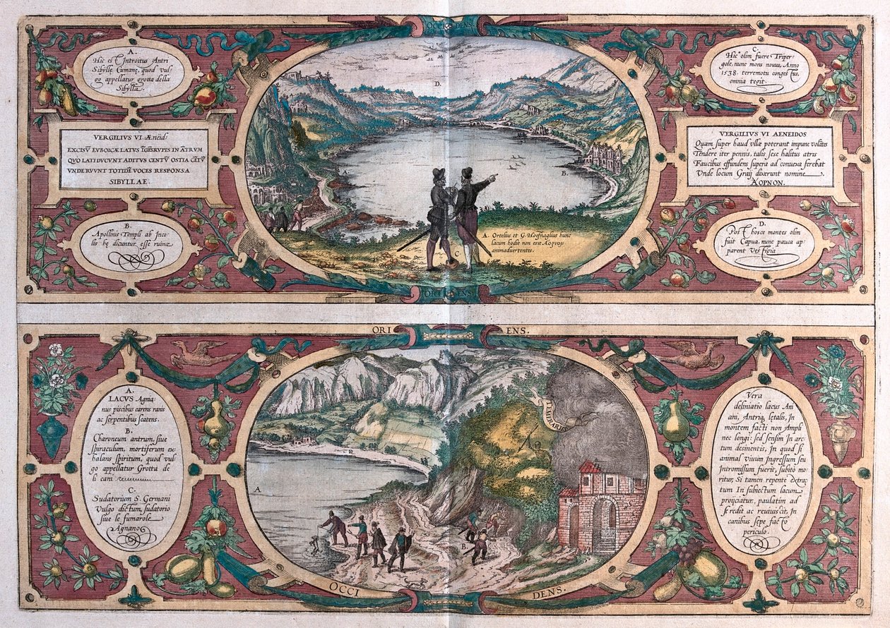 Grotta of the Sibilla - Ostia - Agnano, Itálie v "Civitates Orbis Terrarum" od Georga Brauna, Kolín nad Rýnem 1617 od Georg Braun