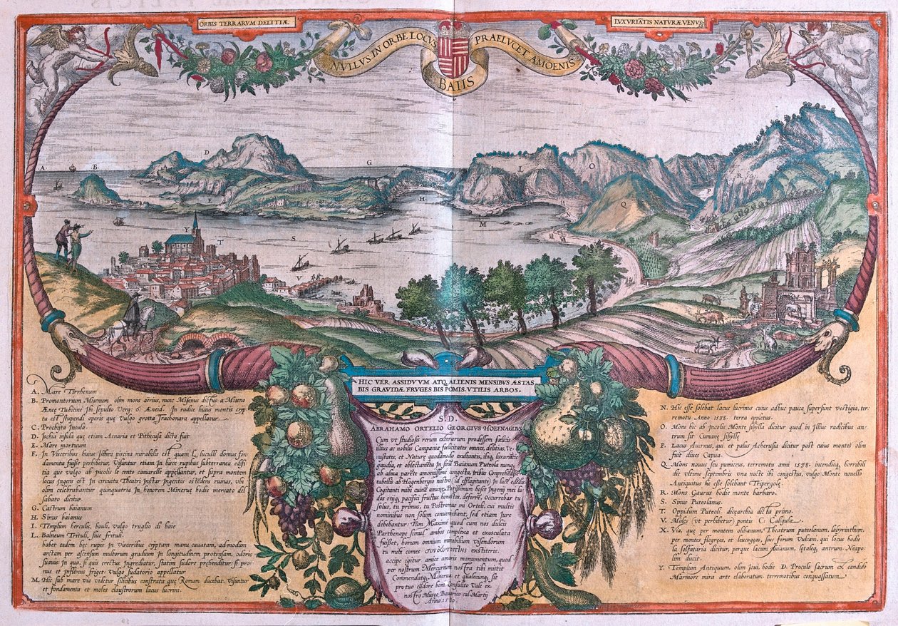 Zátoka Baia, Ischia a Pozzuoli, Itálie v "Civitates Orbis Terrarum" od Georga Brauna, Kolín nad Rýnem 1617 od Georg Braun