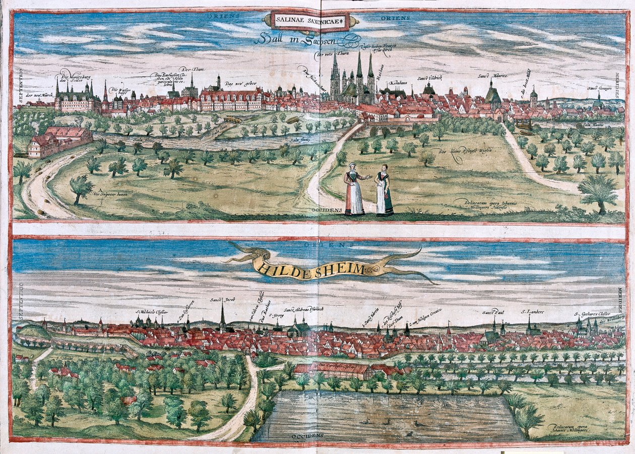 Hildescheim, Německo - v "Civitates Orbis Terrarum" od Georga Brauna, Kolín nad Rýnem 1617 od Georg Braun