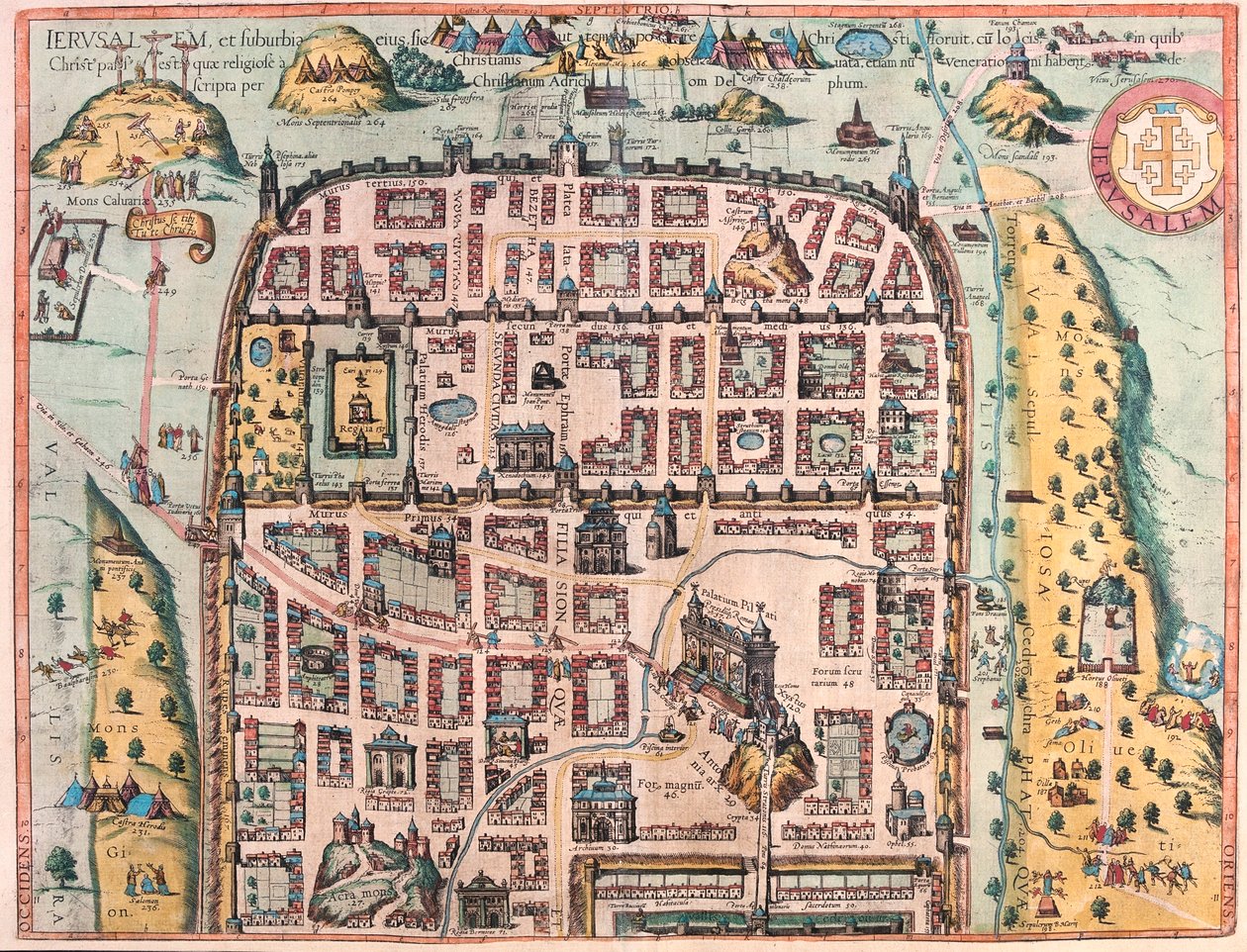 Jeruzalém, Izrael - v knize "Civitates Orbis Terrarum" od Georga Brauna, Kolín nad Rýnem 1617 od Georg Braun
