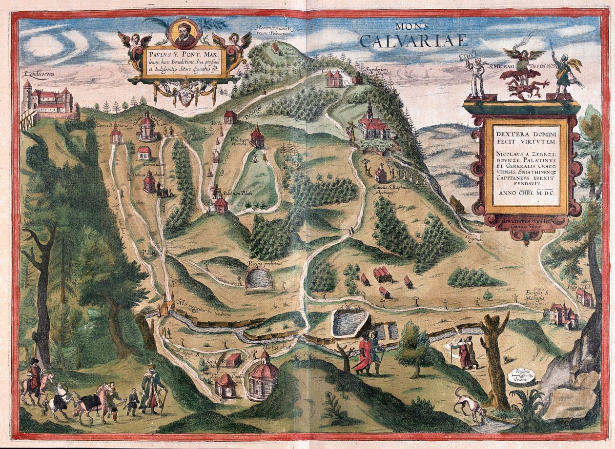 Kalwarya Zebrzydowka (jihovýchodně od Krakova), Polsko - v "Civitates Orbis Terrarum" Georga Brauna, Kolín nad Rýnem 1617 od Georg Braun